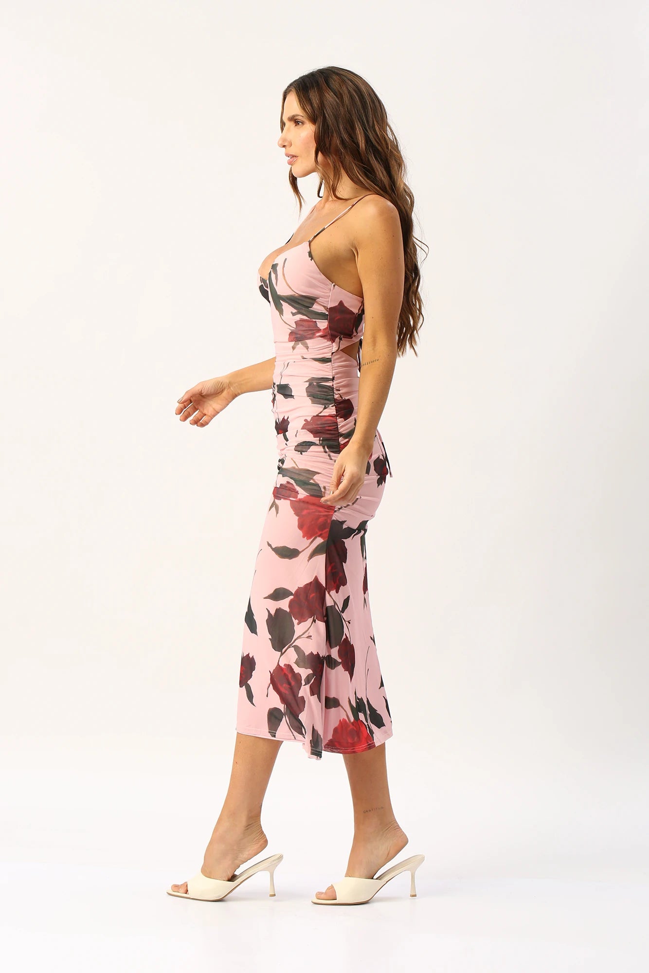 Vestido Largo De Tirantes Con Estampado Rosas
