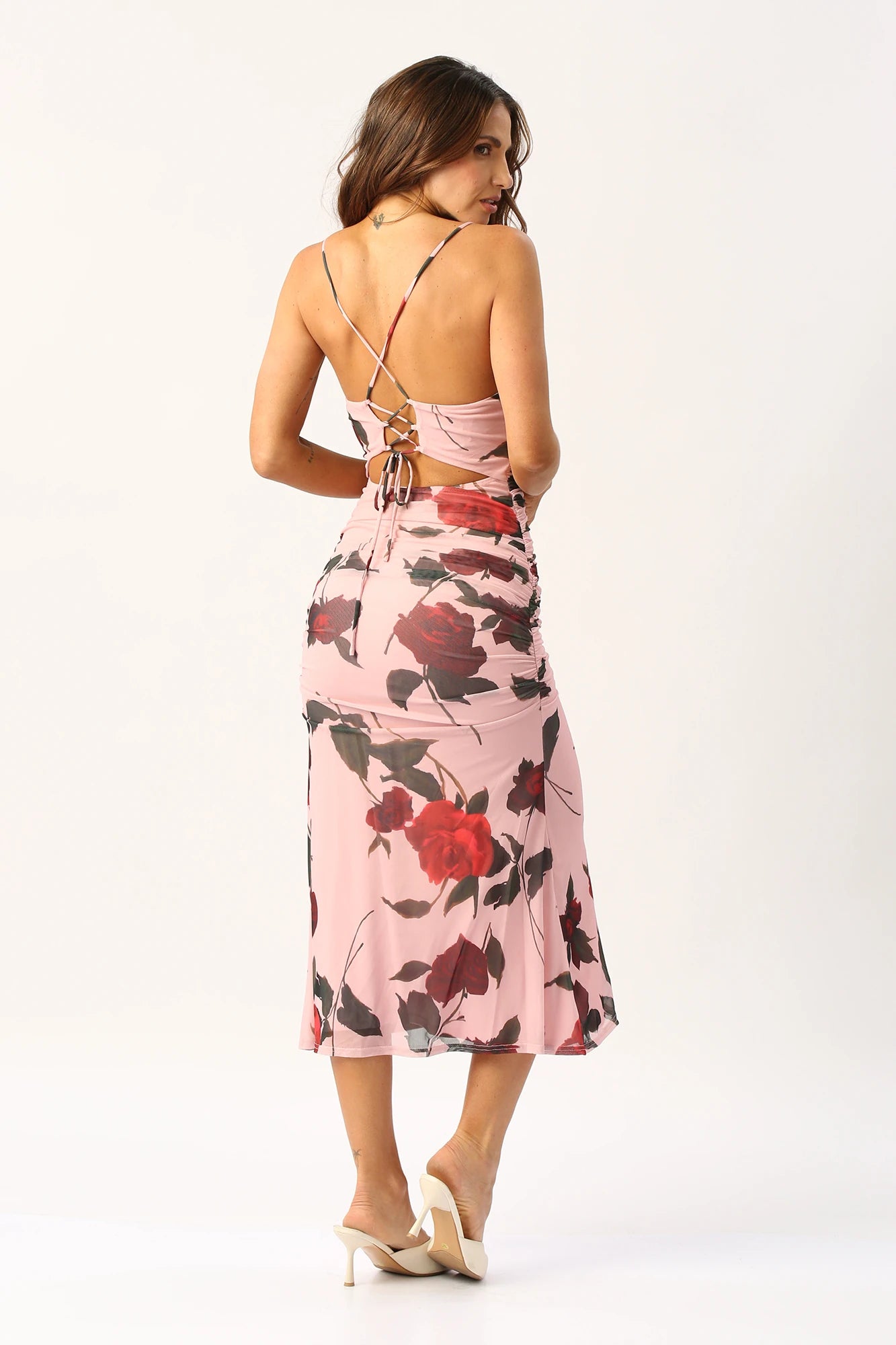 VESTIDO LARGO RECOGIDO ESTAMPADO