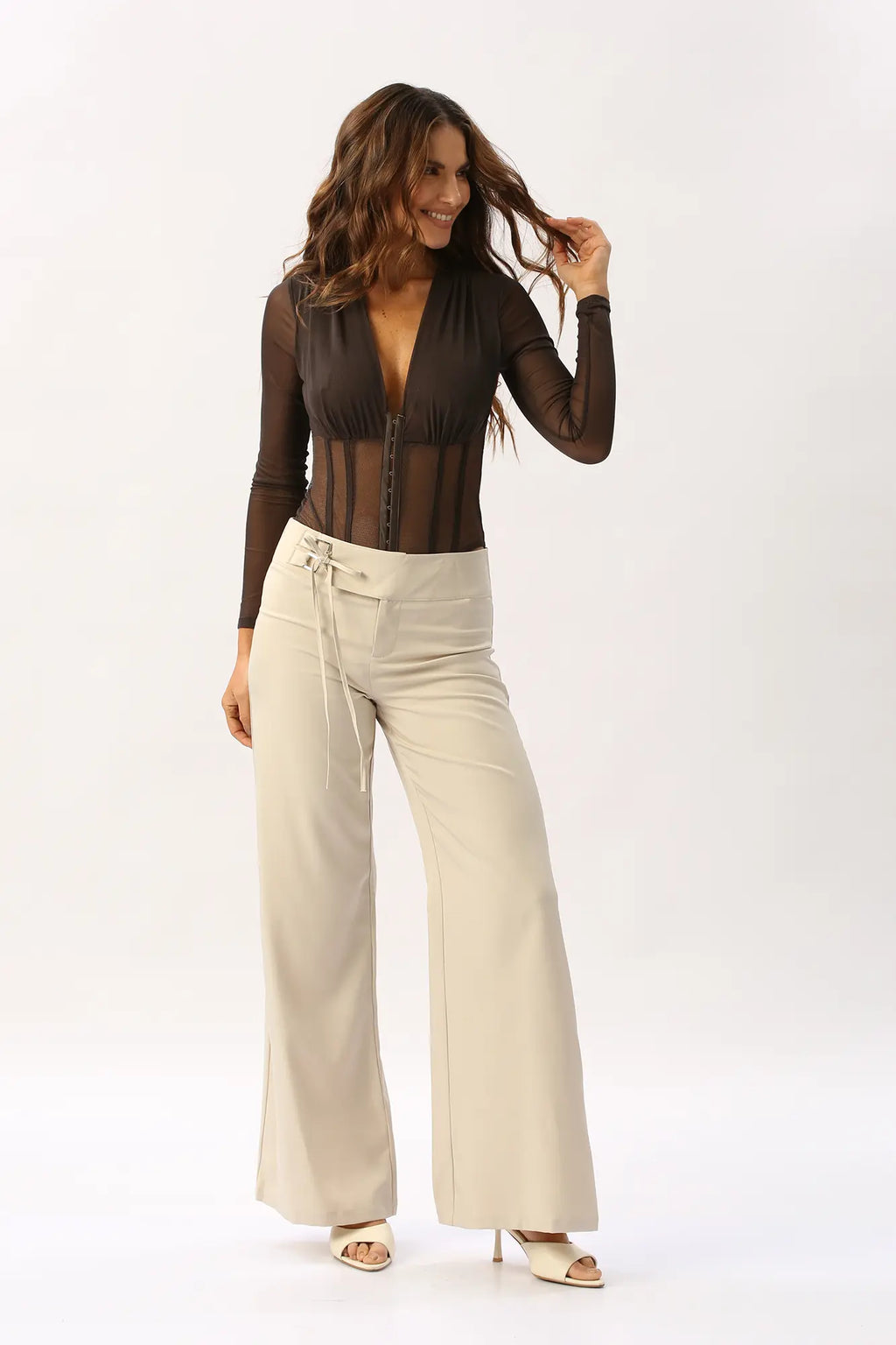 BODY MANGA LARGA CORSET TRANSPARENCIA