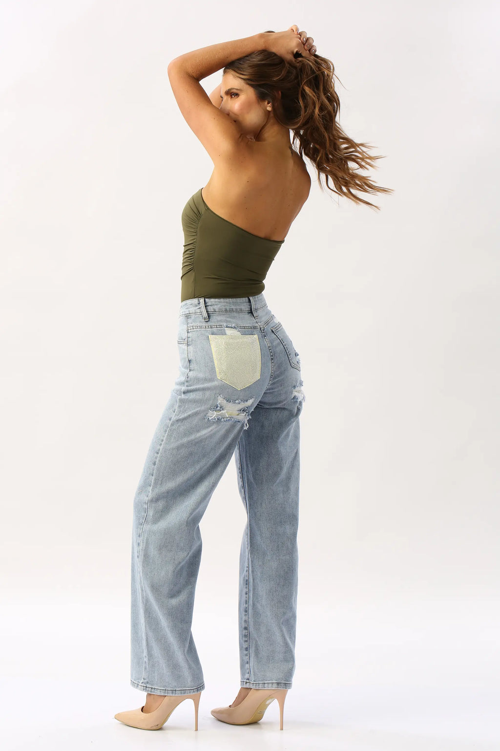 Jeans Recto Bolsillo Trasero Amarillo HELLO MISS