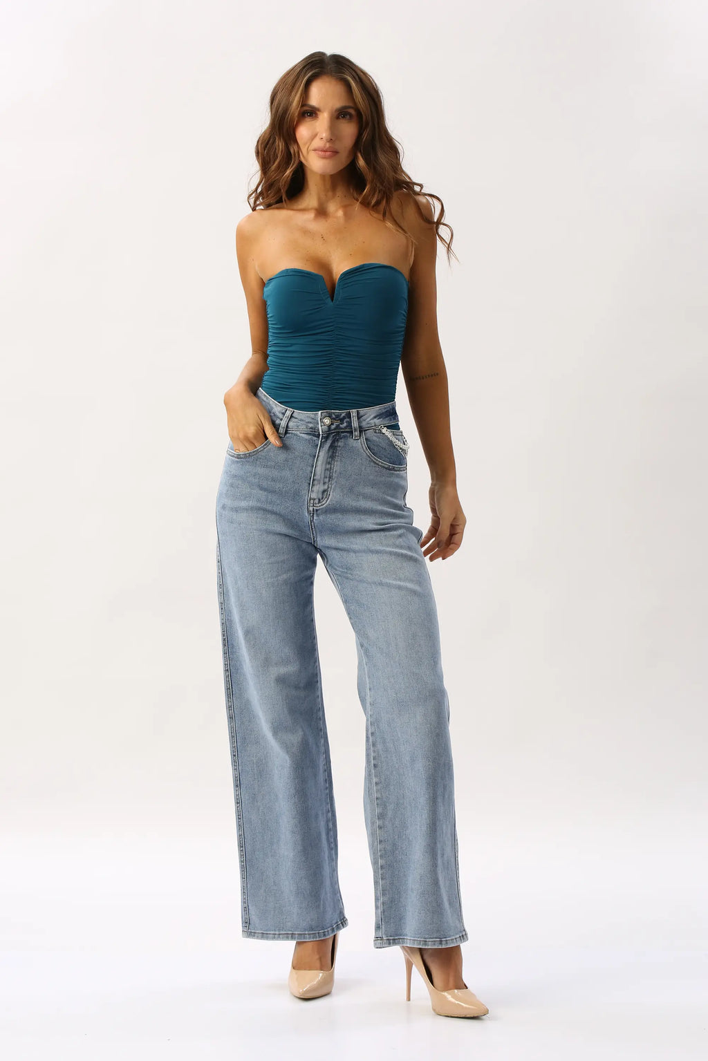 Jean Recto Pretina Descubierta y Accesorio HELLO MISS