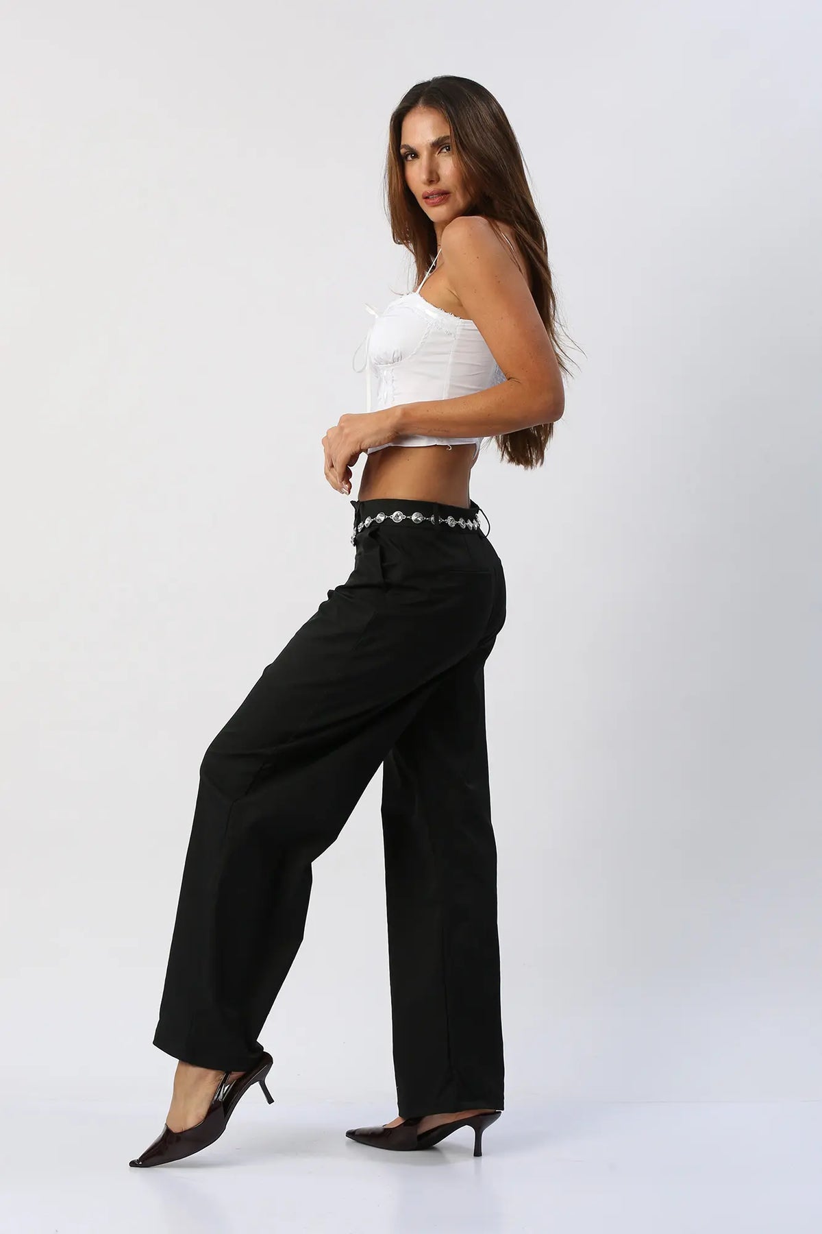 Blusa Crop Tipo Corset con Encaje ANWND