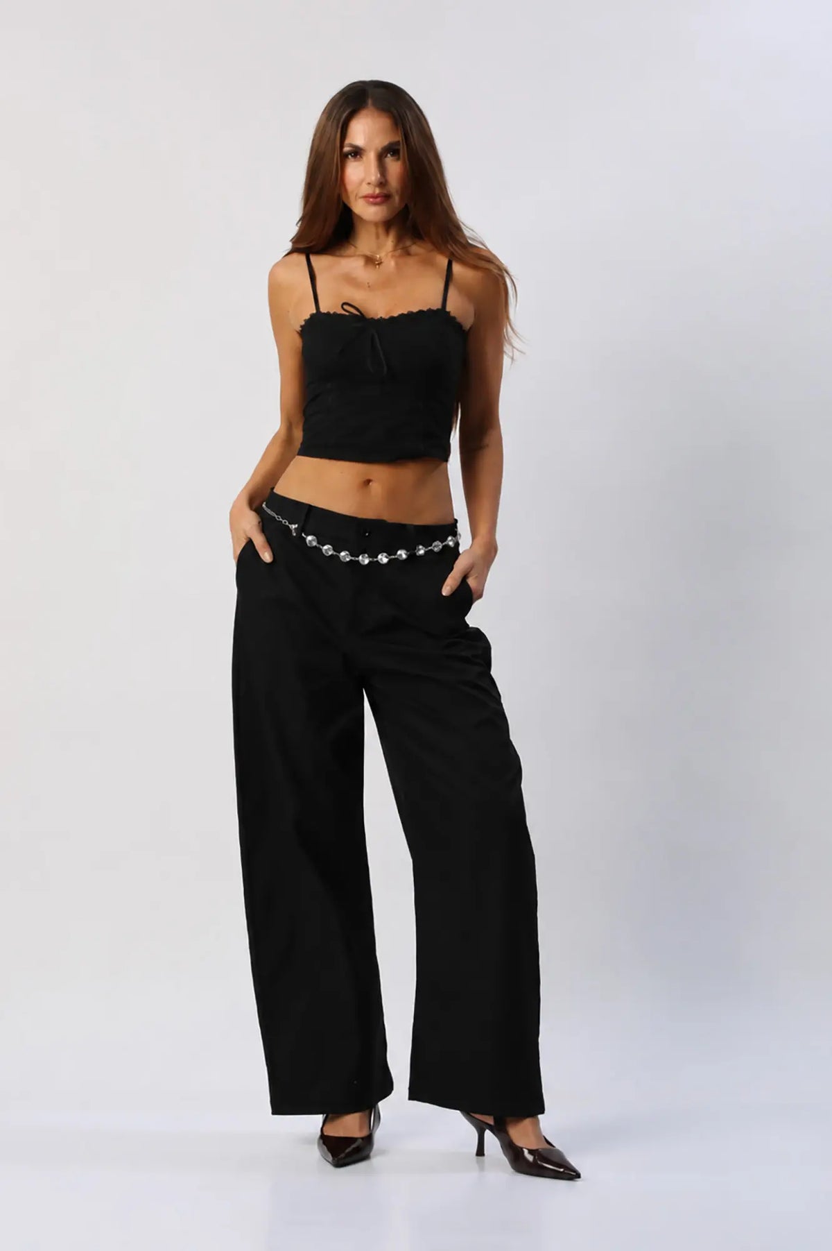 Blusa Crop Tipo Corset con Encaje ANWND