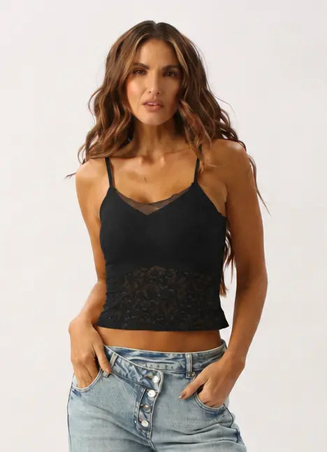 Blusa Encaje De Tirantes Con Copa