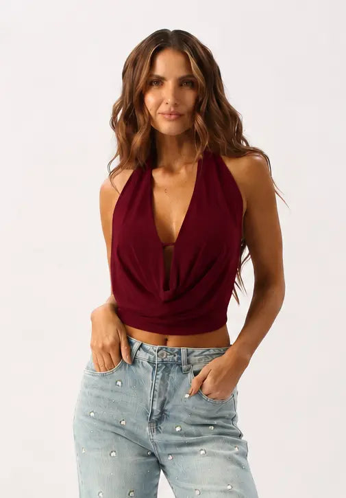 Blusa Halter Espalda Descubierta