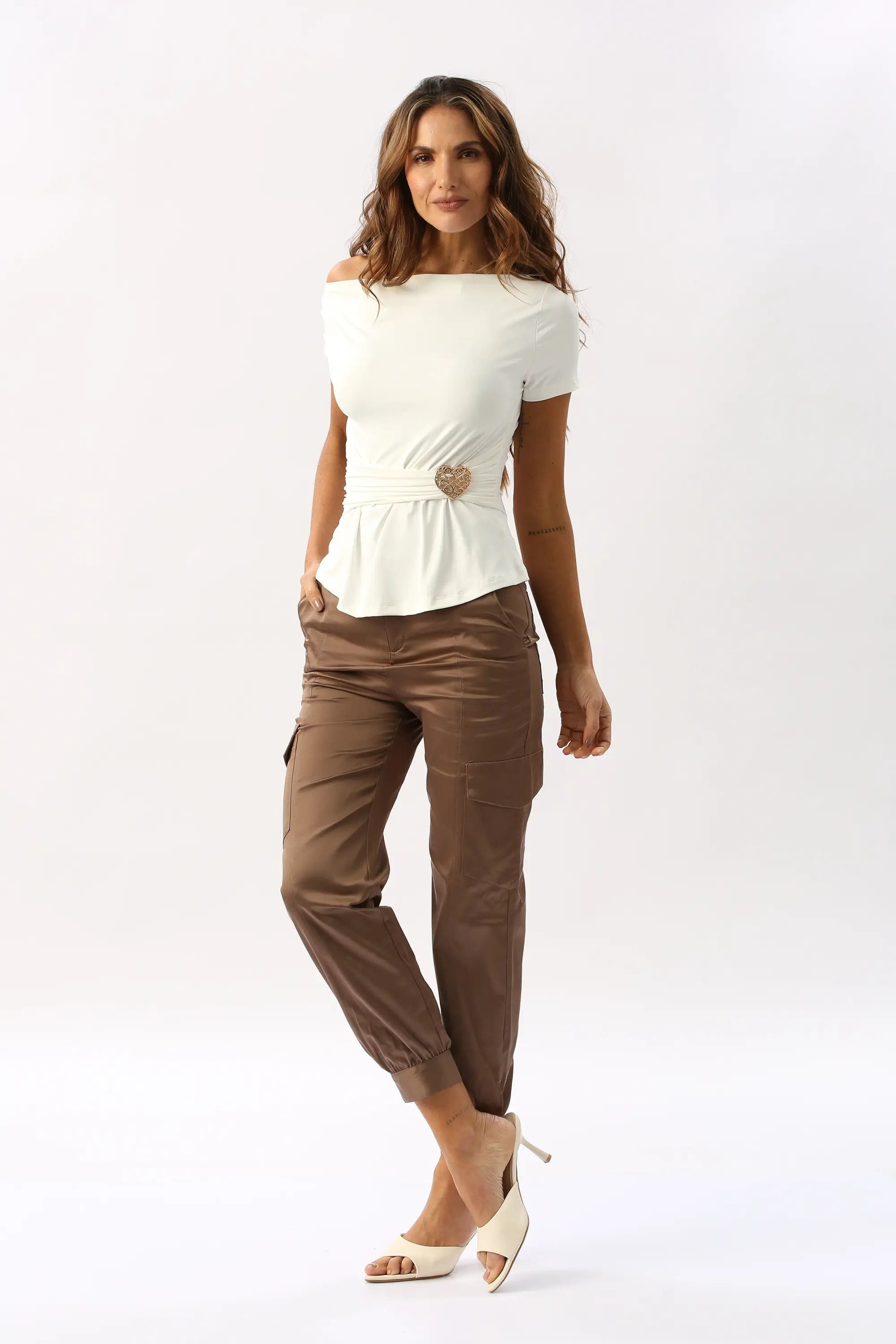 Pantalón Jogger Con Bolsillos En Satín LA BIJOU