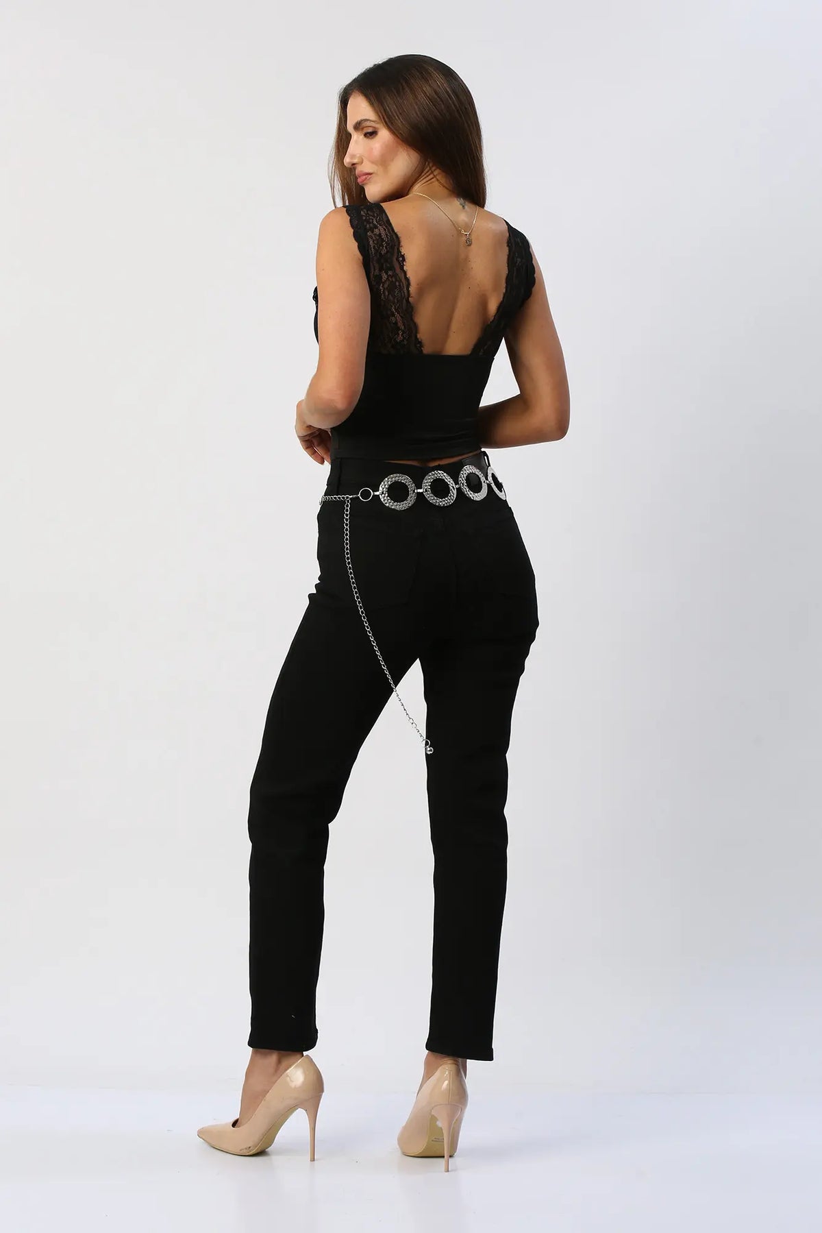 Blusa Escote V con Encaje y Amarre Frontal