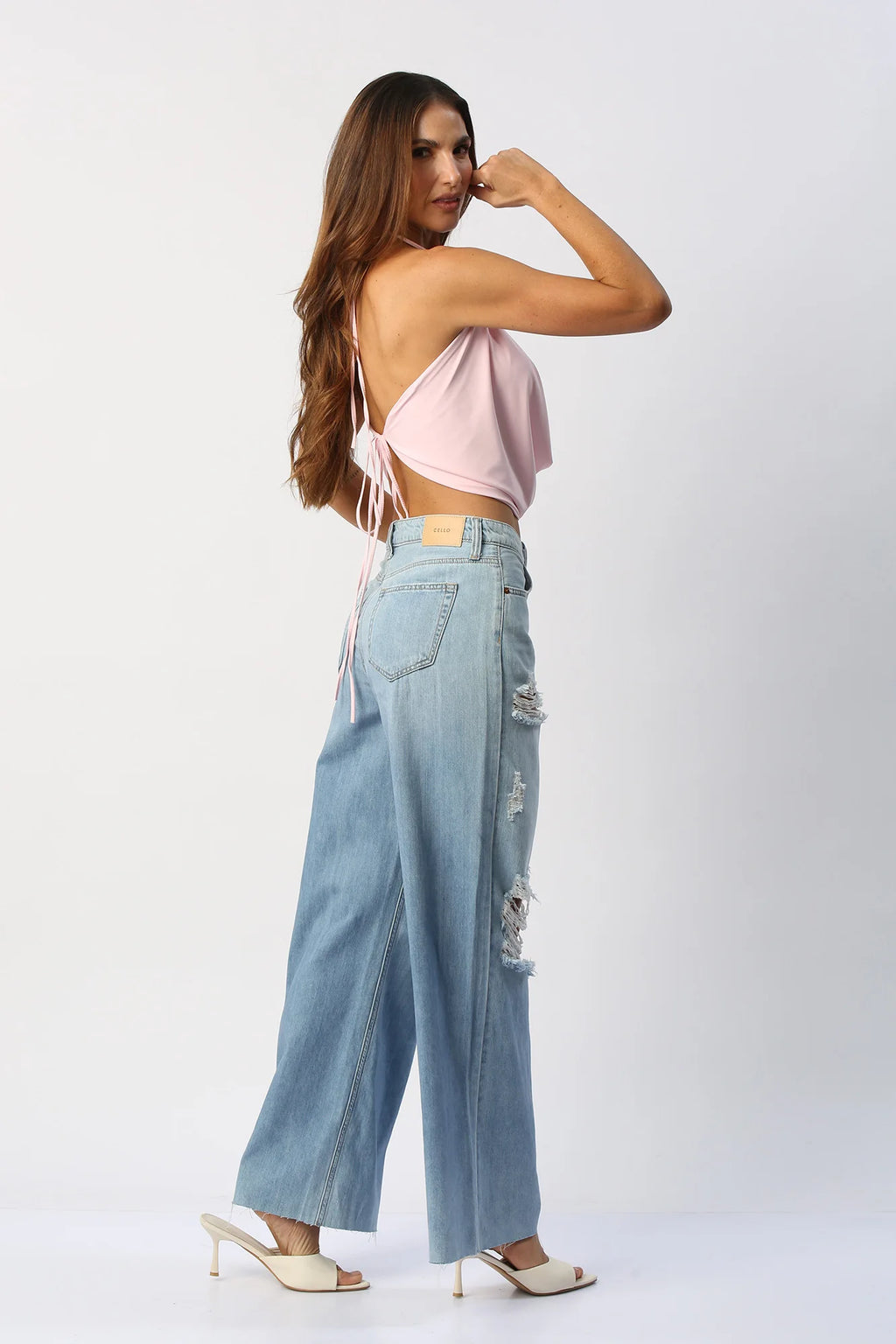 Blusa Escote Caído Con Espalda Abierta