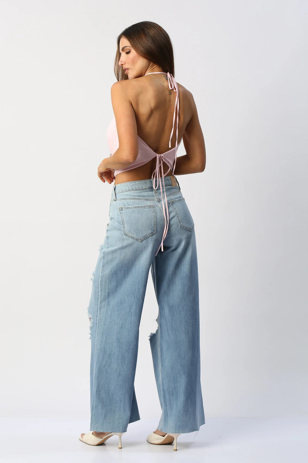 Blusa Escote Caído Con Espalda Abierta