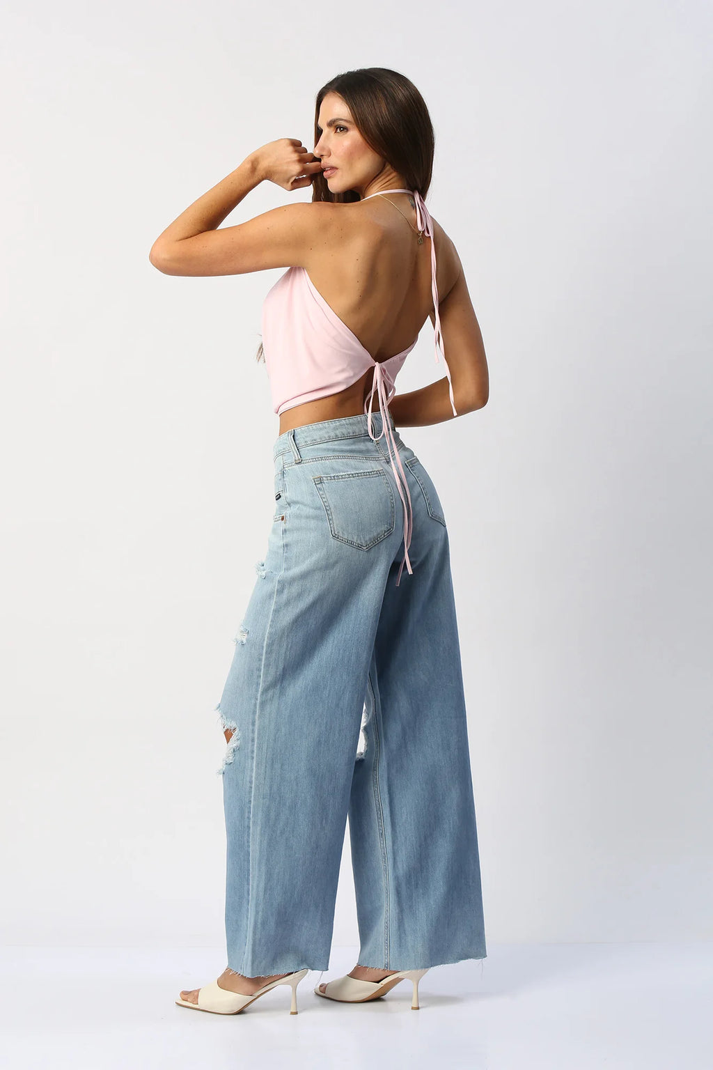 Blusa Escote Caído Con Espalda Abierta