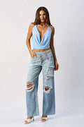 Blusa Escote Caído Con Espalda Abierta