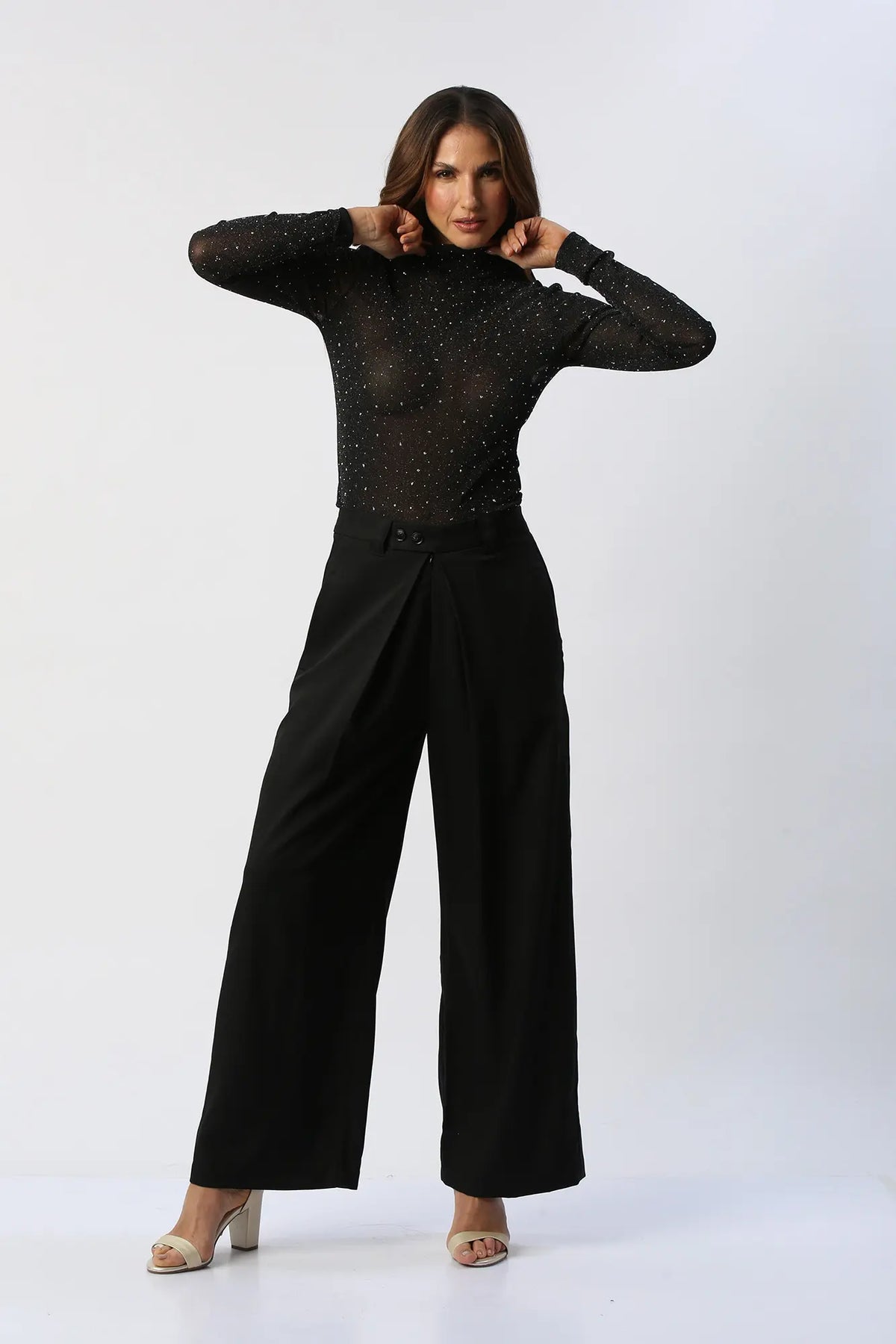 Pantalon Tipo Palazzo Tiro Medio Con Silueta Amplia
