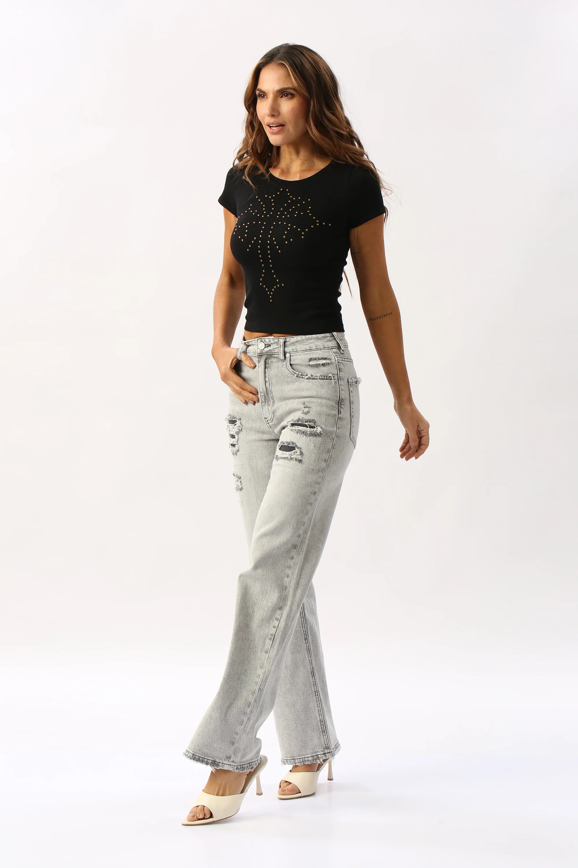 Jean Wide Leg Con Rotos QUEEN HEARTS