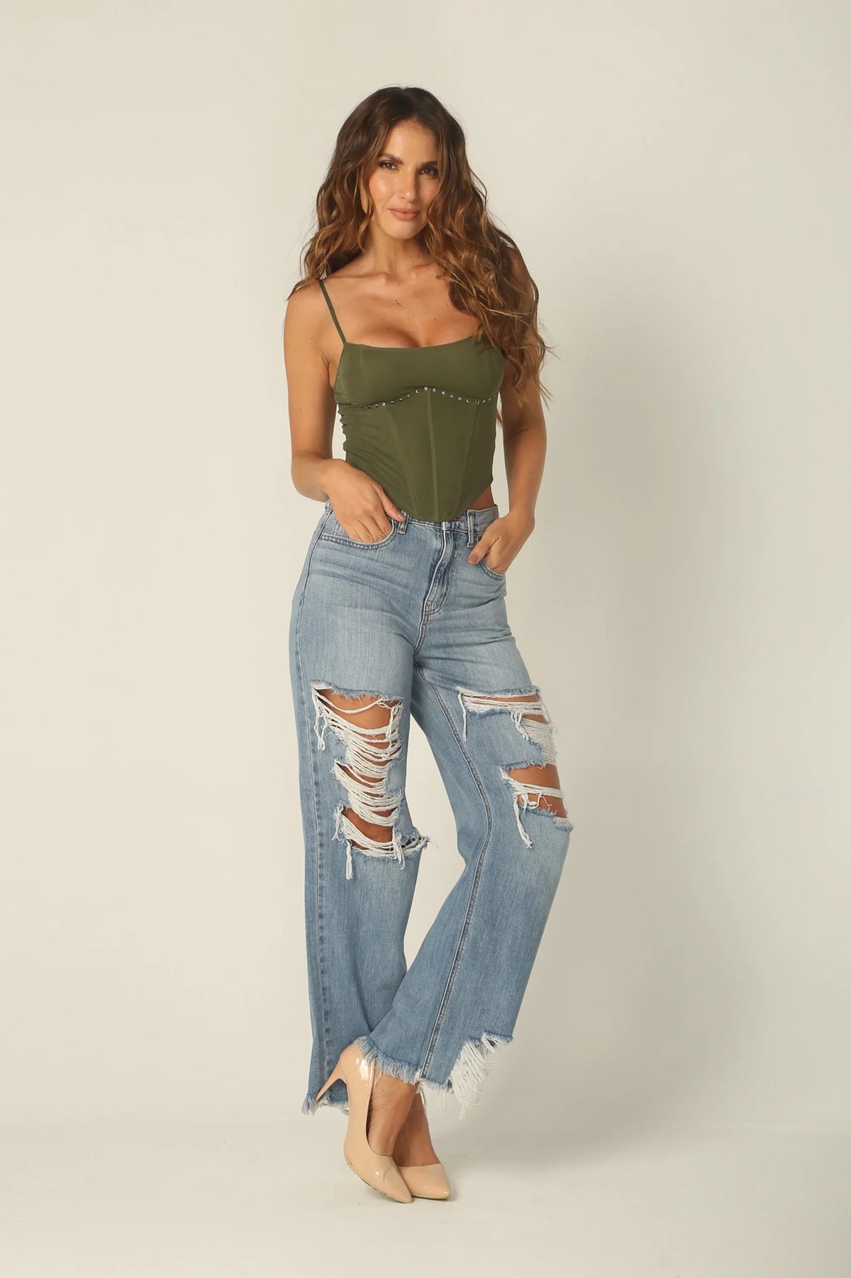 BLUSA TIPO CORSET TACHES EN COPA