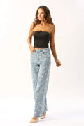 Jeans Estampado Flores Laulia