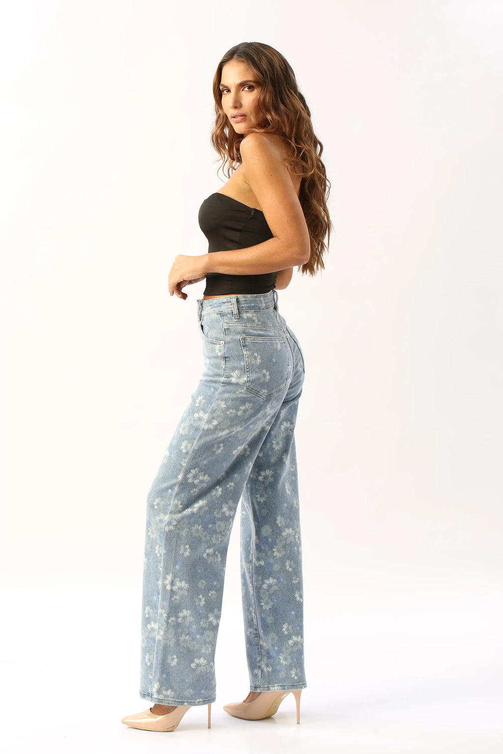 Jeans Estampado Flores Laulia