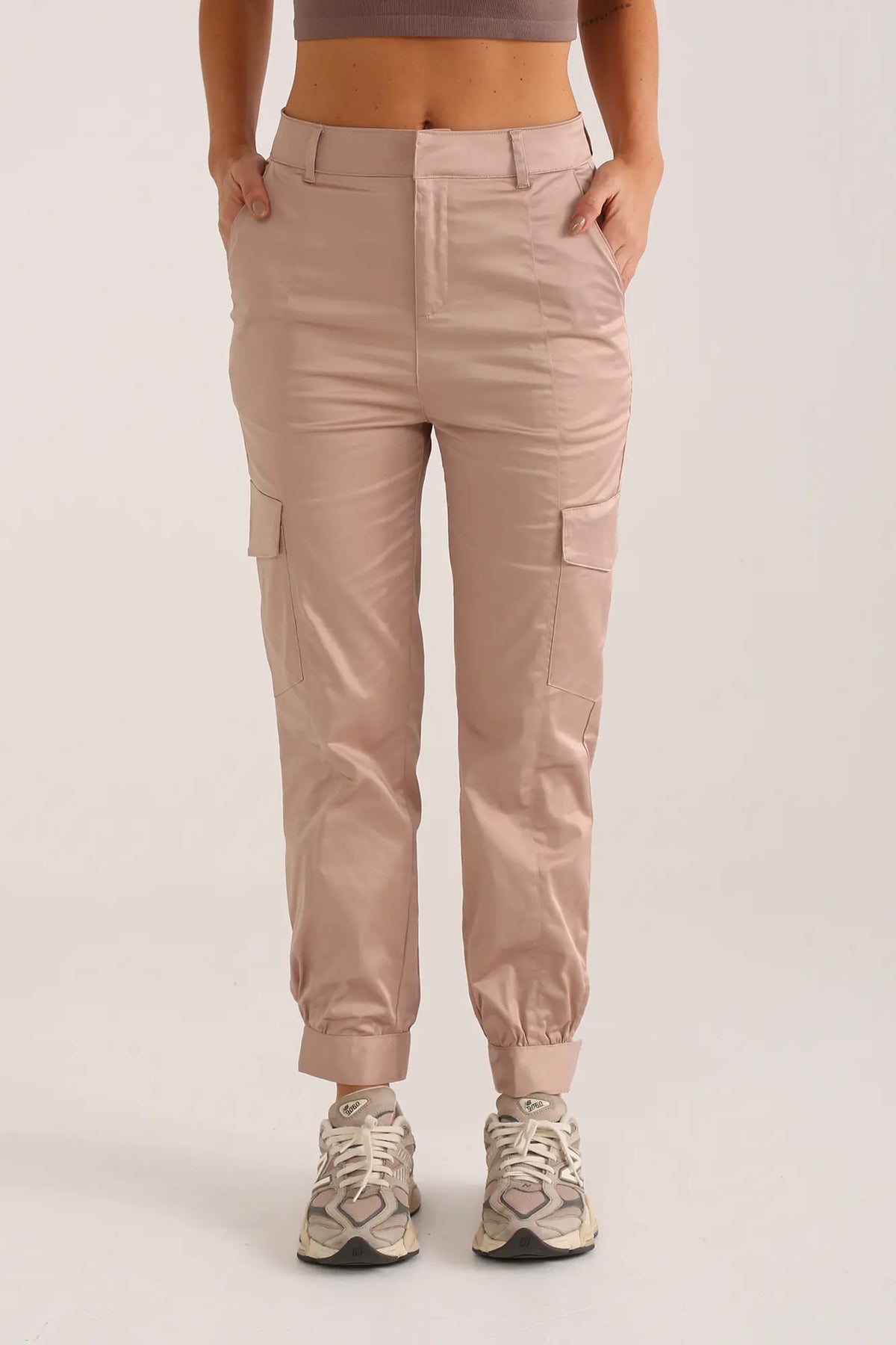 Pantalón Jogger Con Bolsillos En Satín LA BIJOU