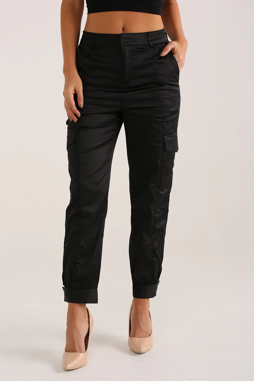 Pantalón Jogger Con Bolsillos En Satín LA BIJOU