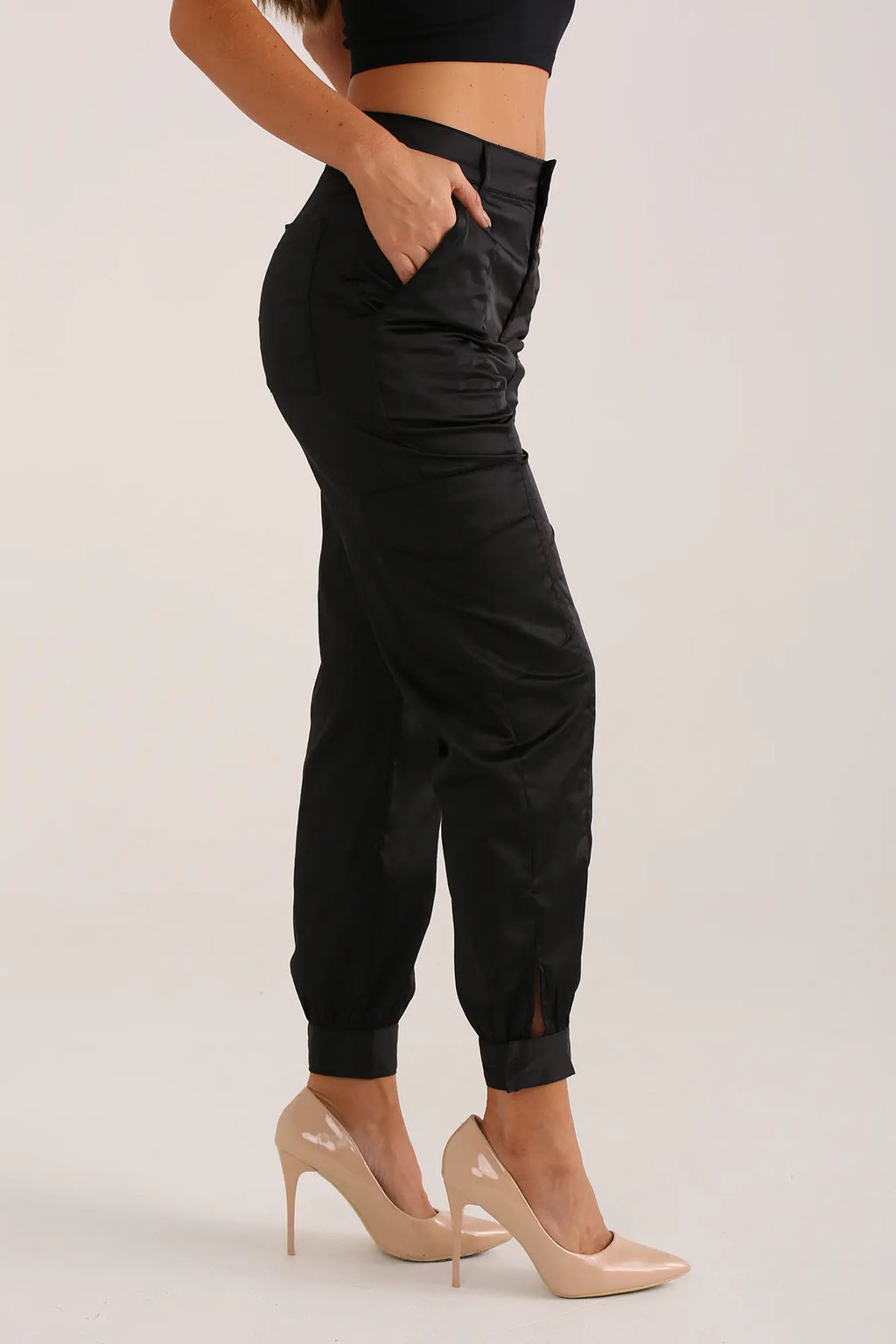 Pantalón Jogger Con Bolsillos En Satín LA BIJOU