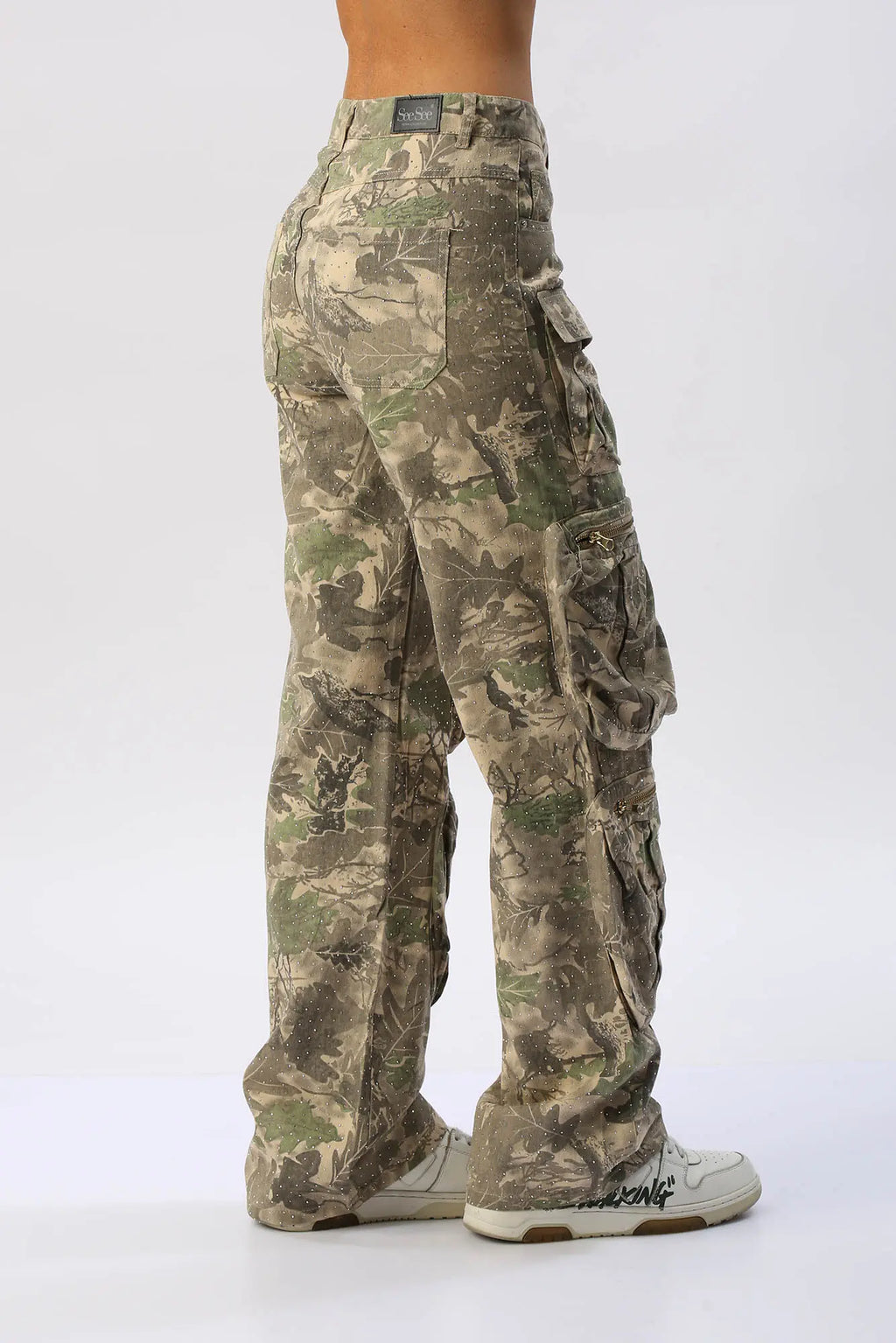Pantalón Cargo Camuflado Con Brillos SEE SEE