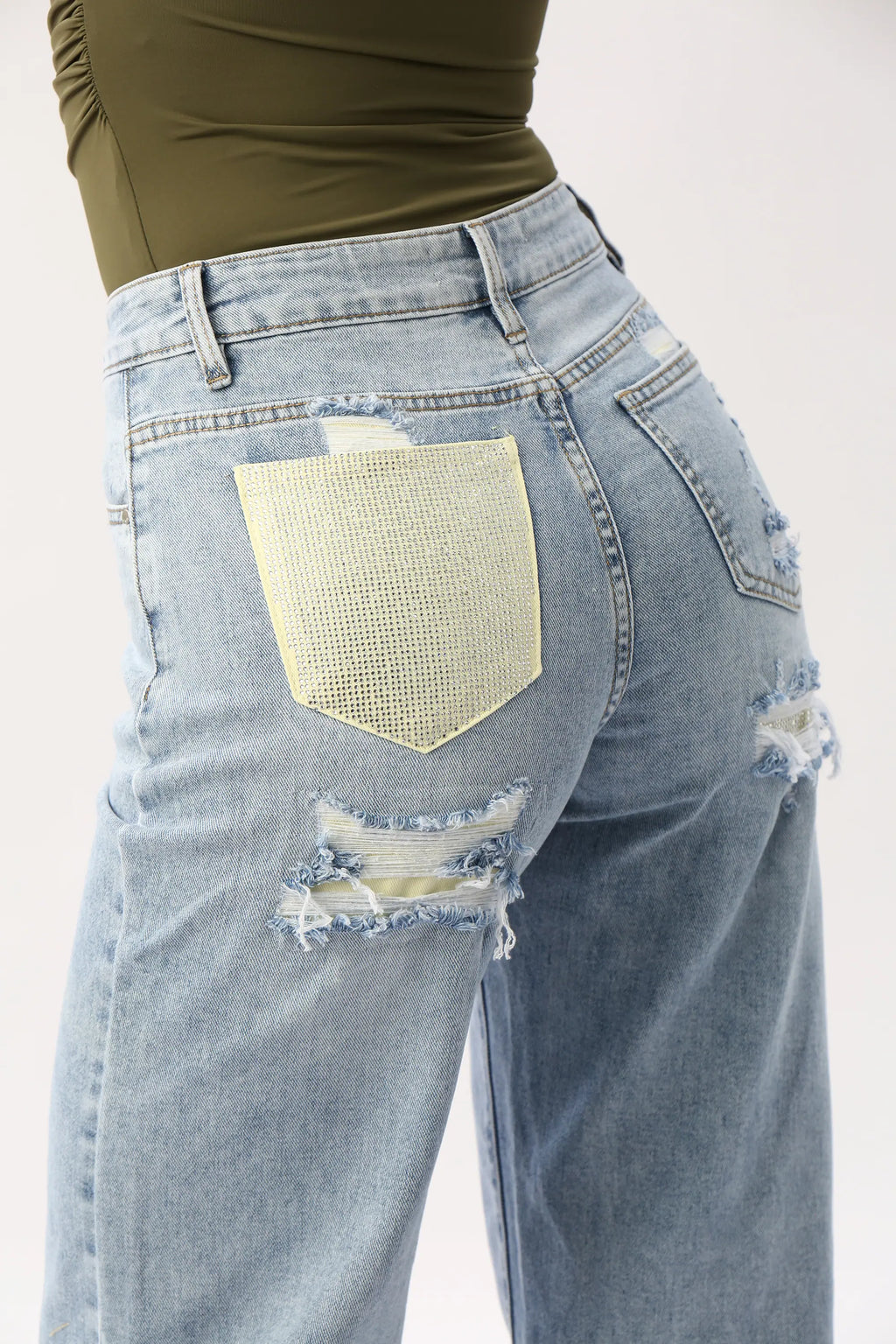 Jeans Recto Bolsillo Trasero Amarillo HELLO MISS