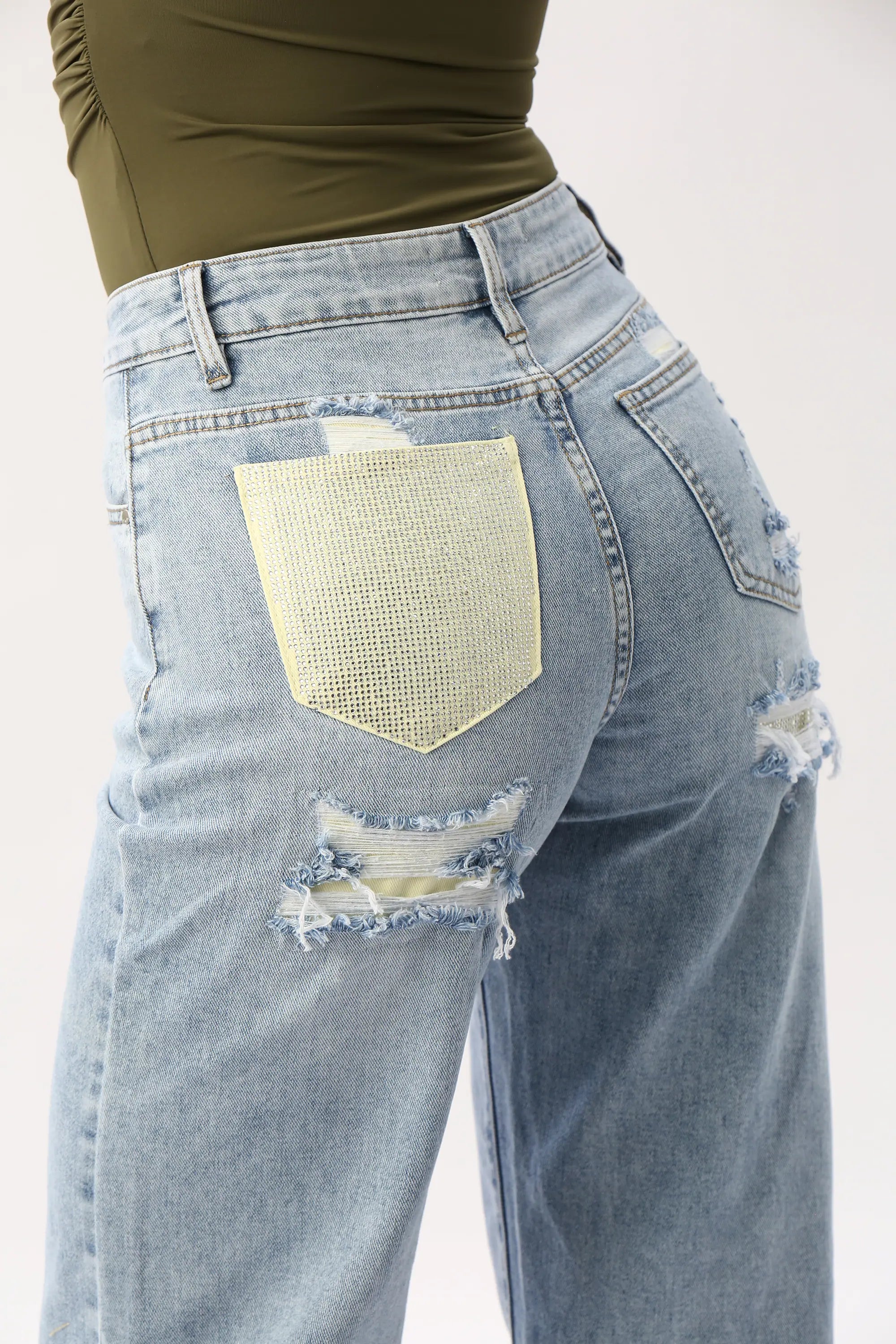 Jeans Recto Bolsillo Trasero Amarillo HELLO MISS