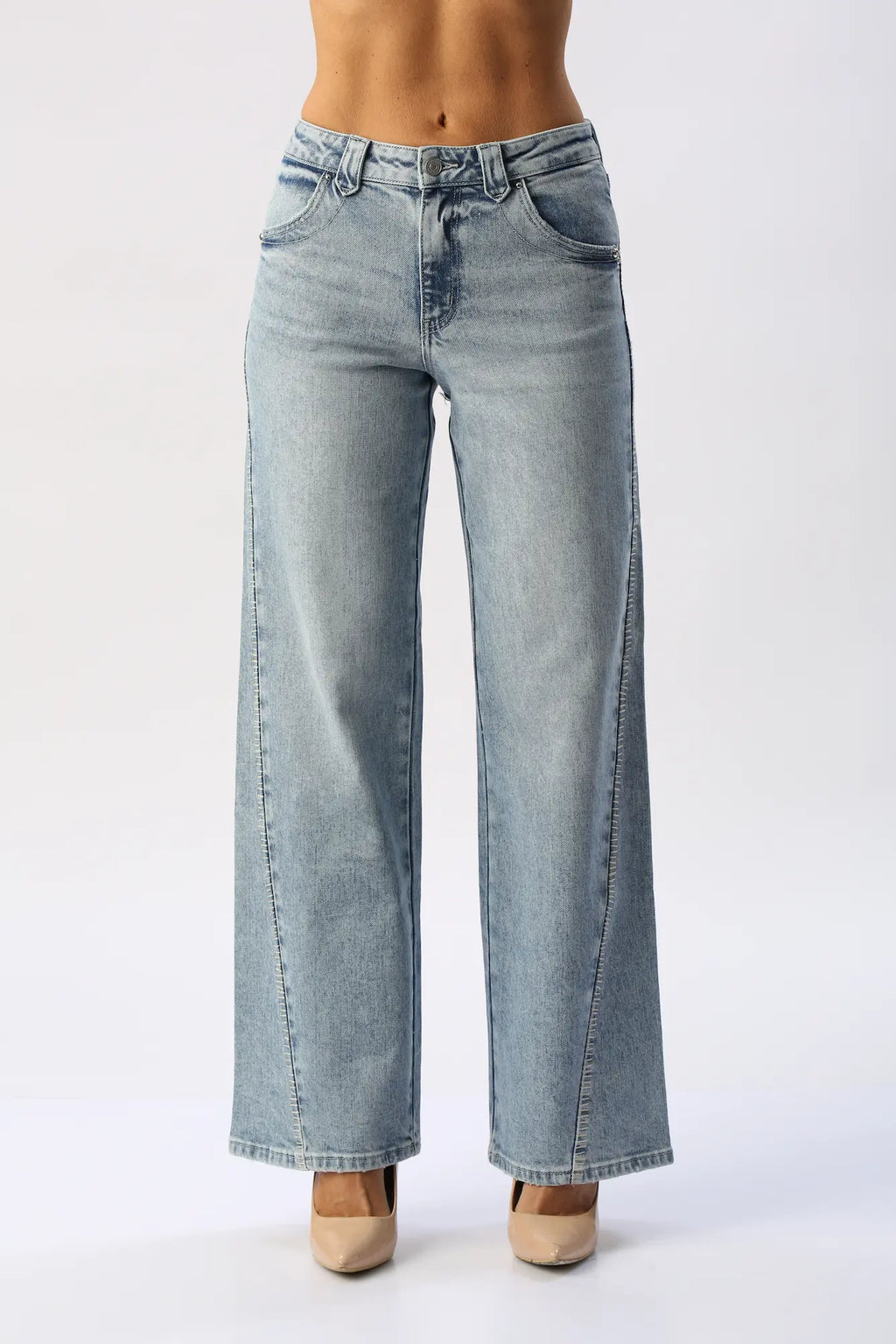 Jean Wide Leg Corte Curvo KANCAN