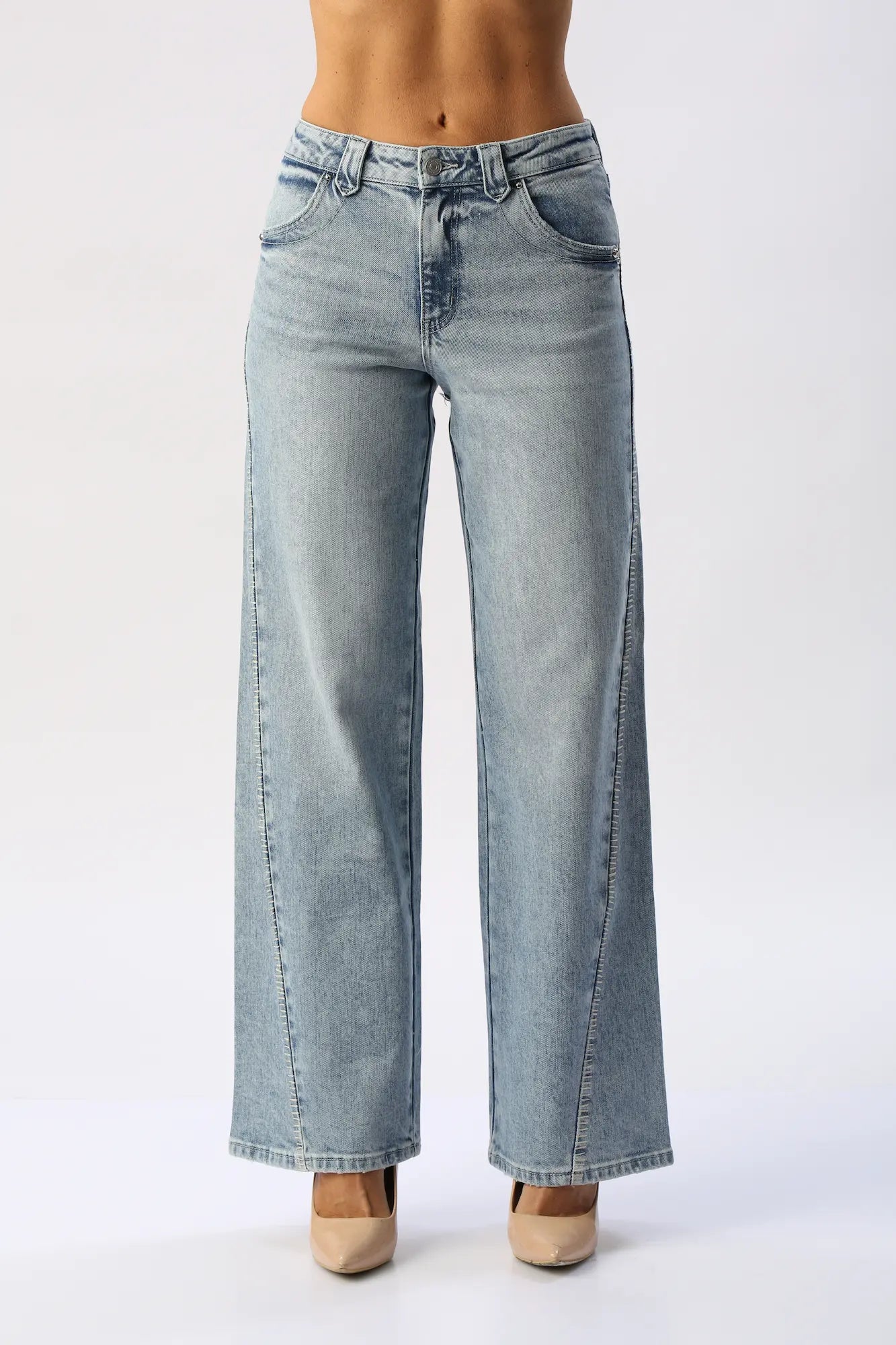 Jean Wide Leg Corte Curvo KANCAN