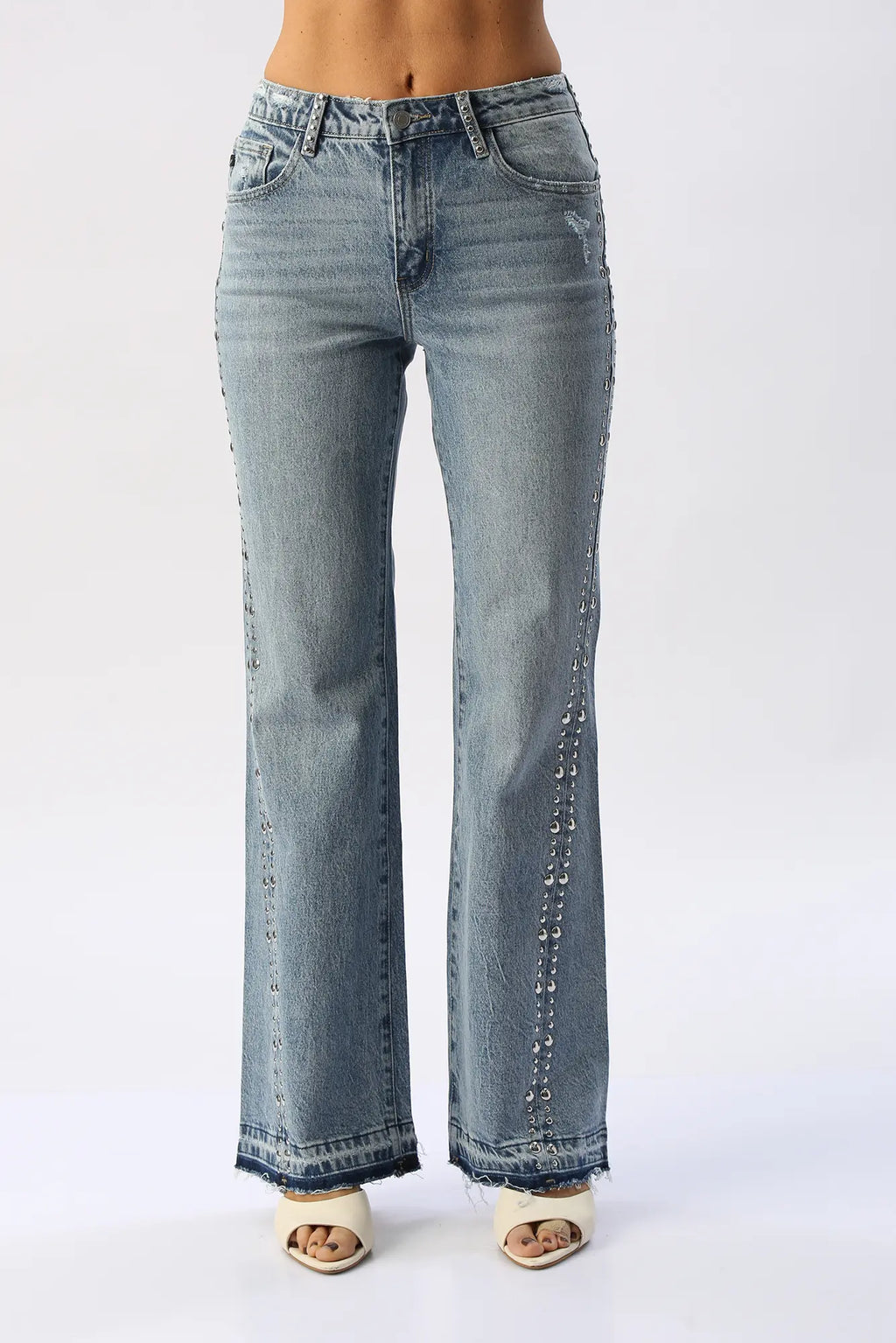 Jean Flare Con Taches Laterales KANCAN