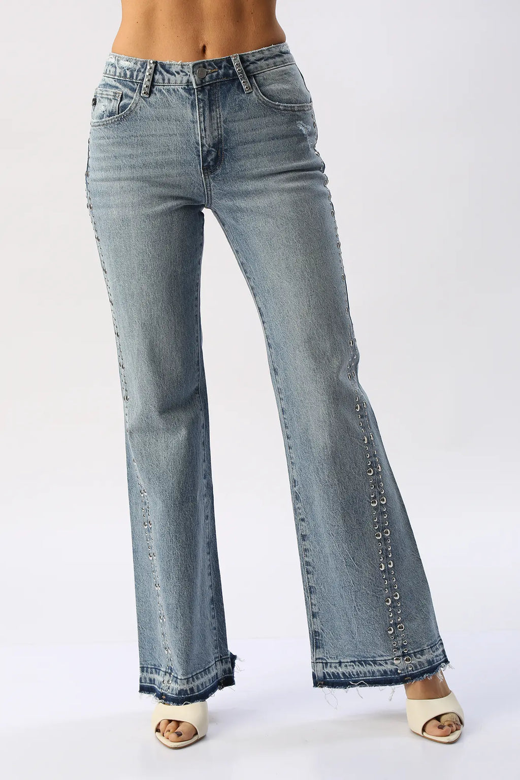 Jean Flare Con Taches Laterales KANCAN