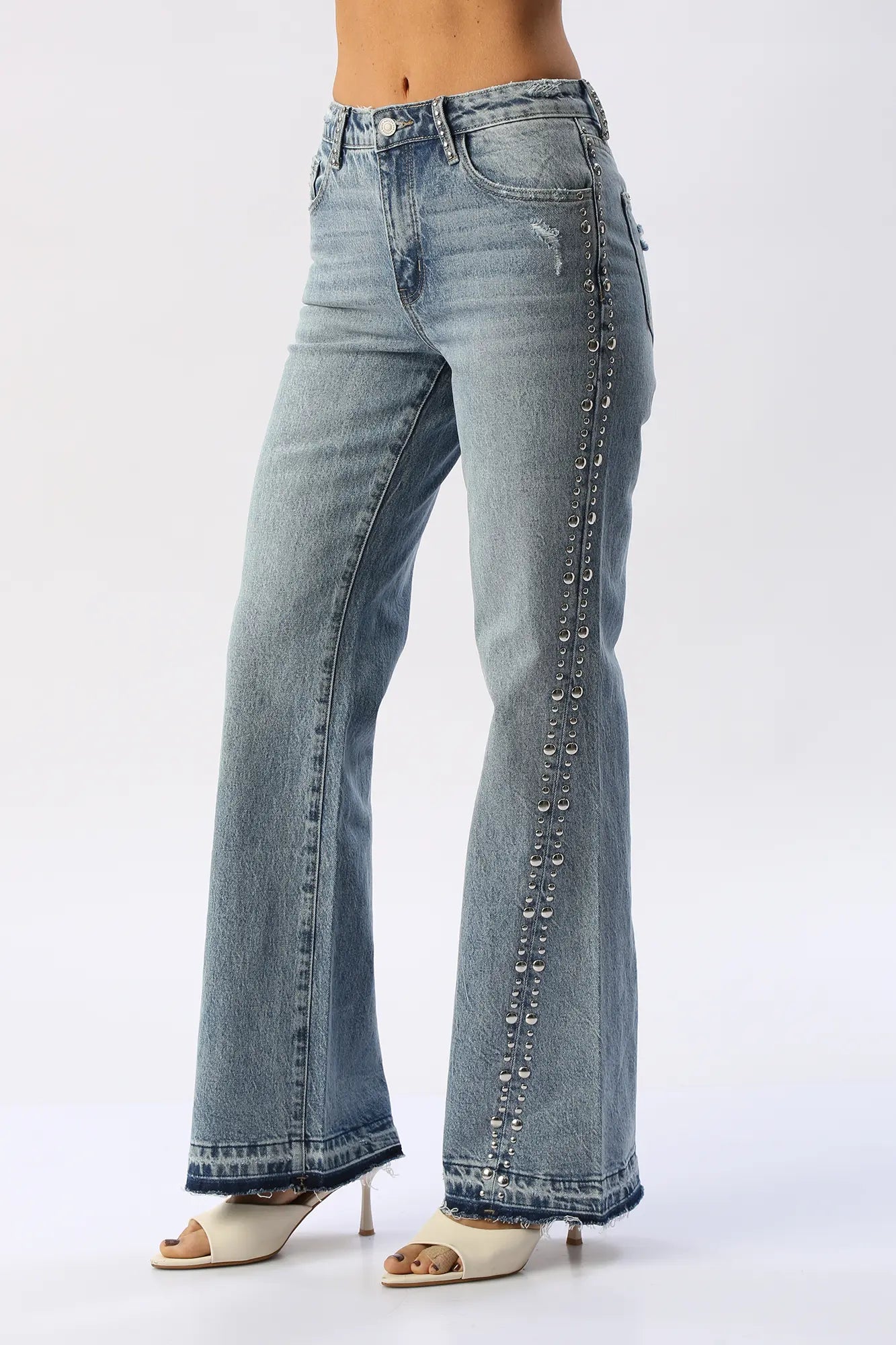 Jean Flare Con Taches Laterales KANCAN