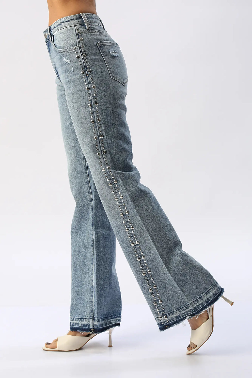 Jean Flare Con Taches Laterales KANCAN