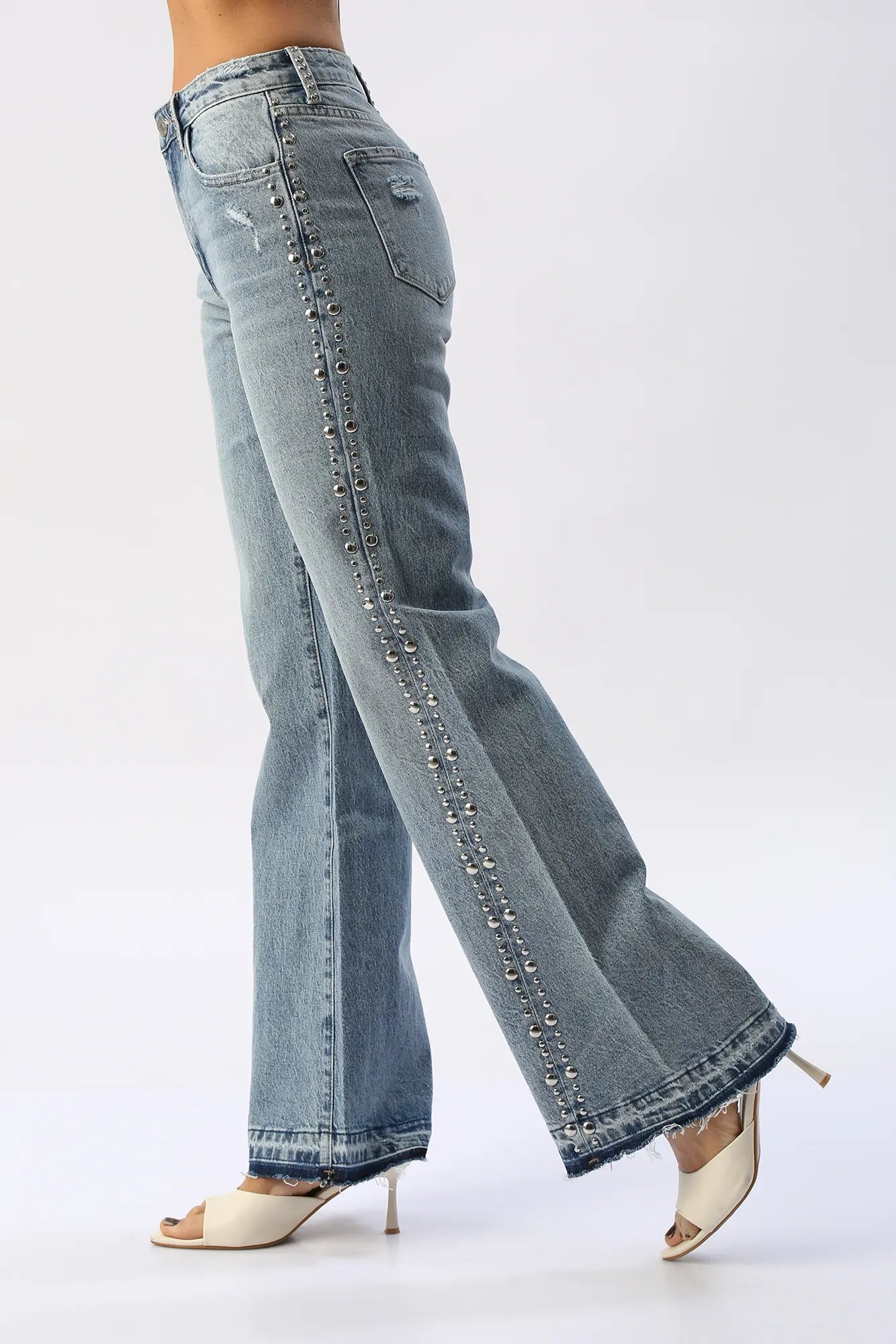 Jean Flare Con Taches Laterales KANCAN