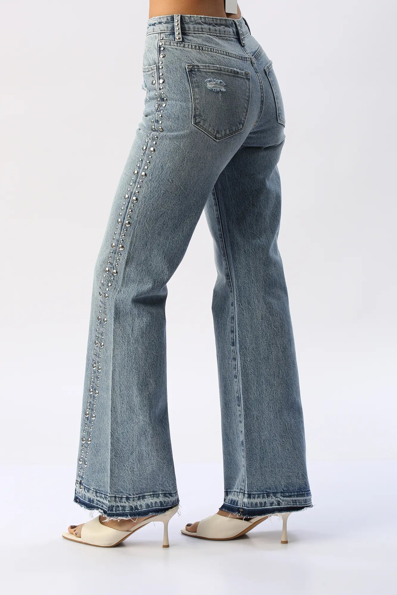 Jean Flare Con Taches Laterales KANCAN