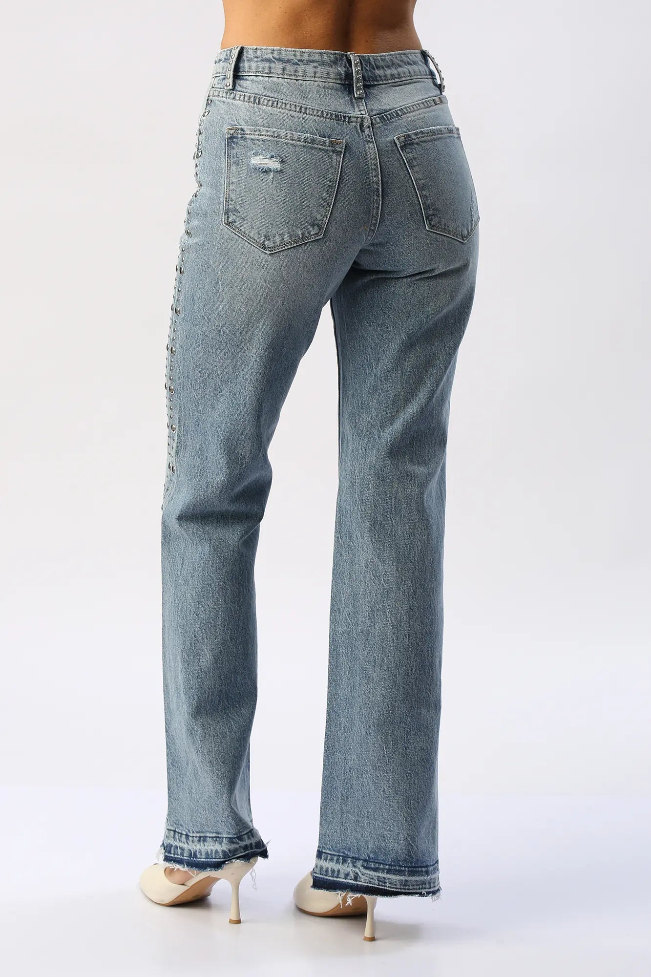 Jean Flare Con Taches Laterales KANCAN