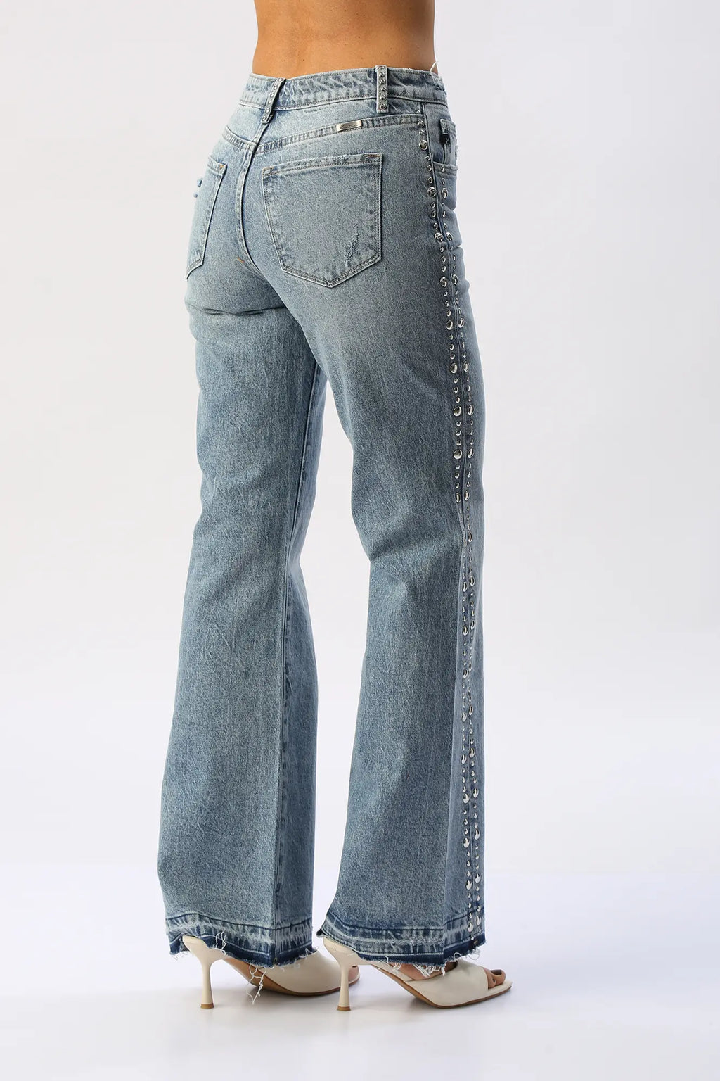Jean Flare Con Taches Laterales KANCAN