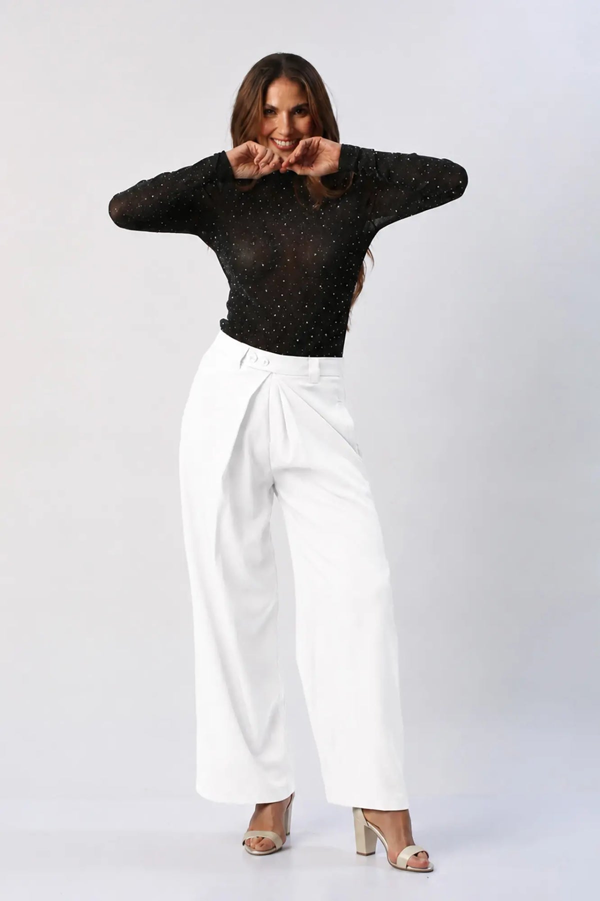 Pantalon Tipo Palazzo Tiro Medio Con Silueta Amplia