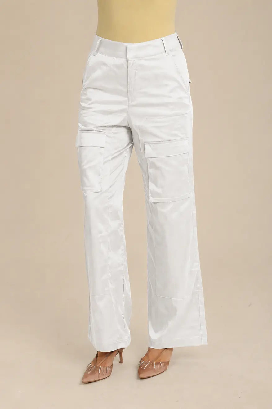 Pantalón Cargo Recto En Satín LA BIJOU