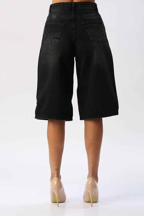 Bermuda En Negro Tiro Alto FREE BLUE