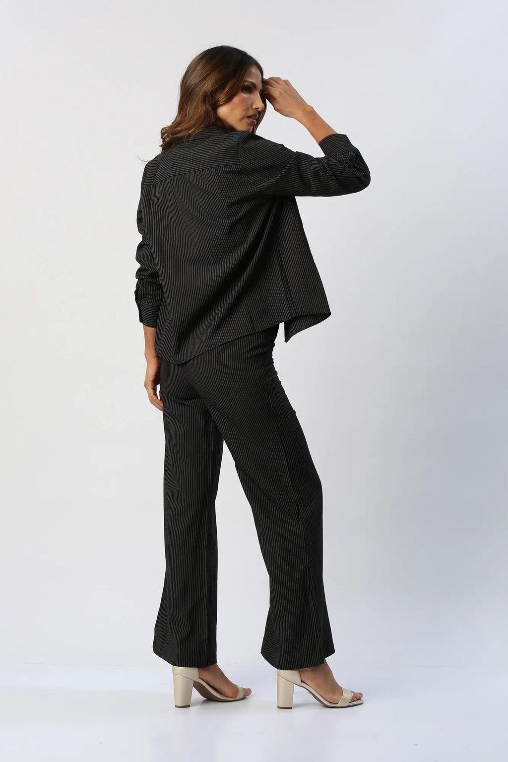 Set De Rayas Camisa Manga Larga y Pantalón Recto