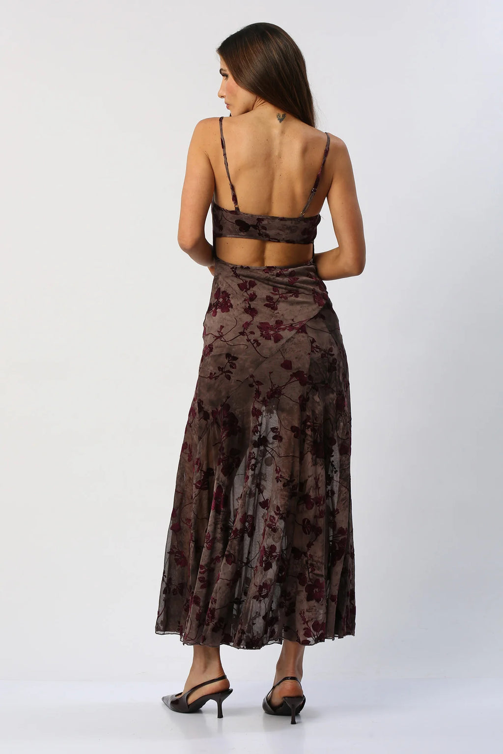 Vestido Largo Floral en Transparencia